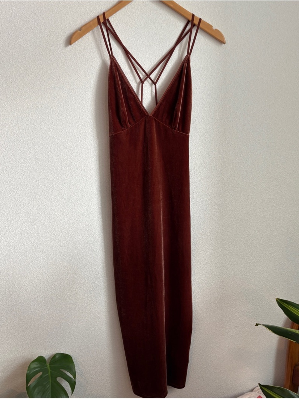 Cotton Candy Velvet Maxi Dress - Burgundy